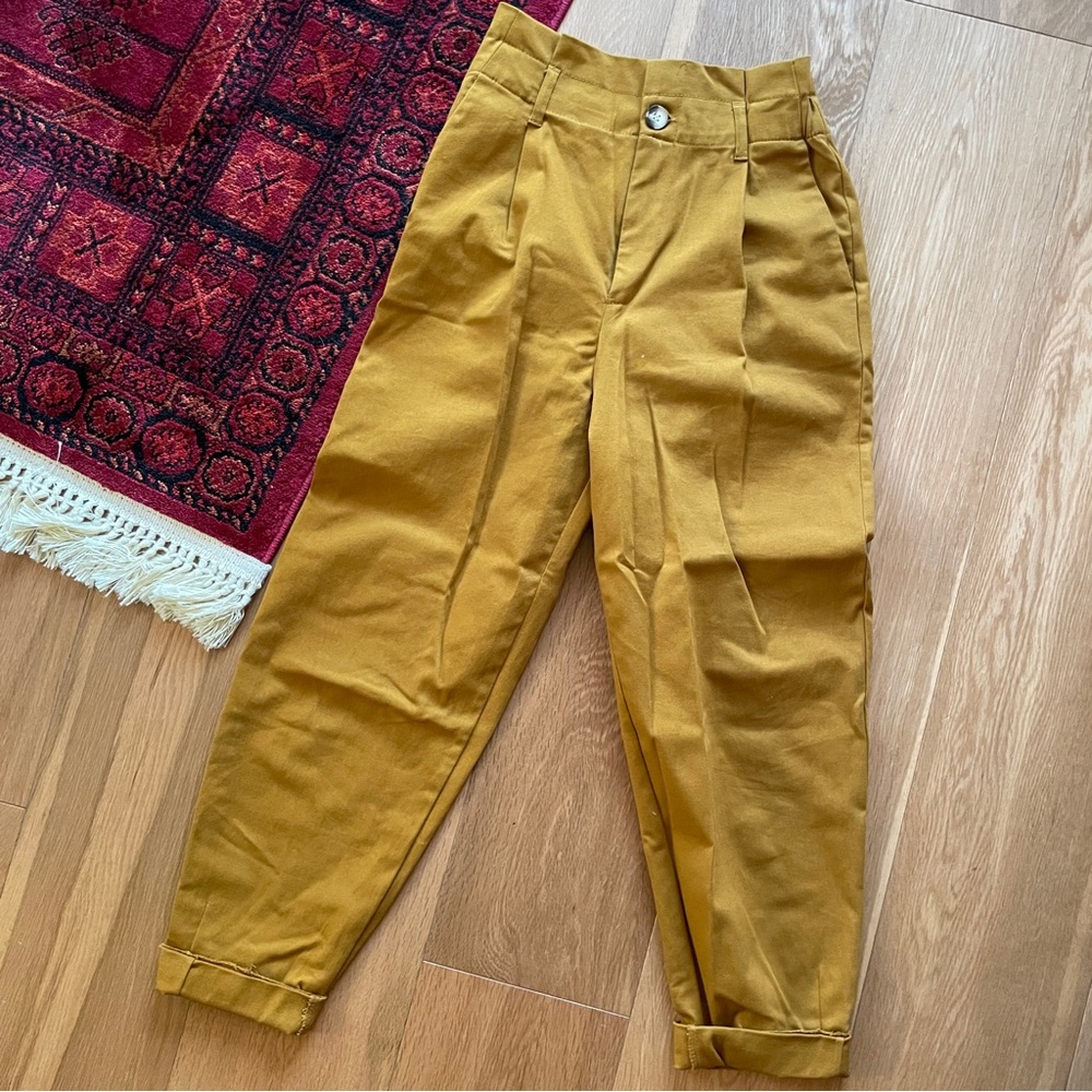 Zara Mustard Pleated Trouser